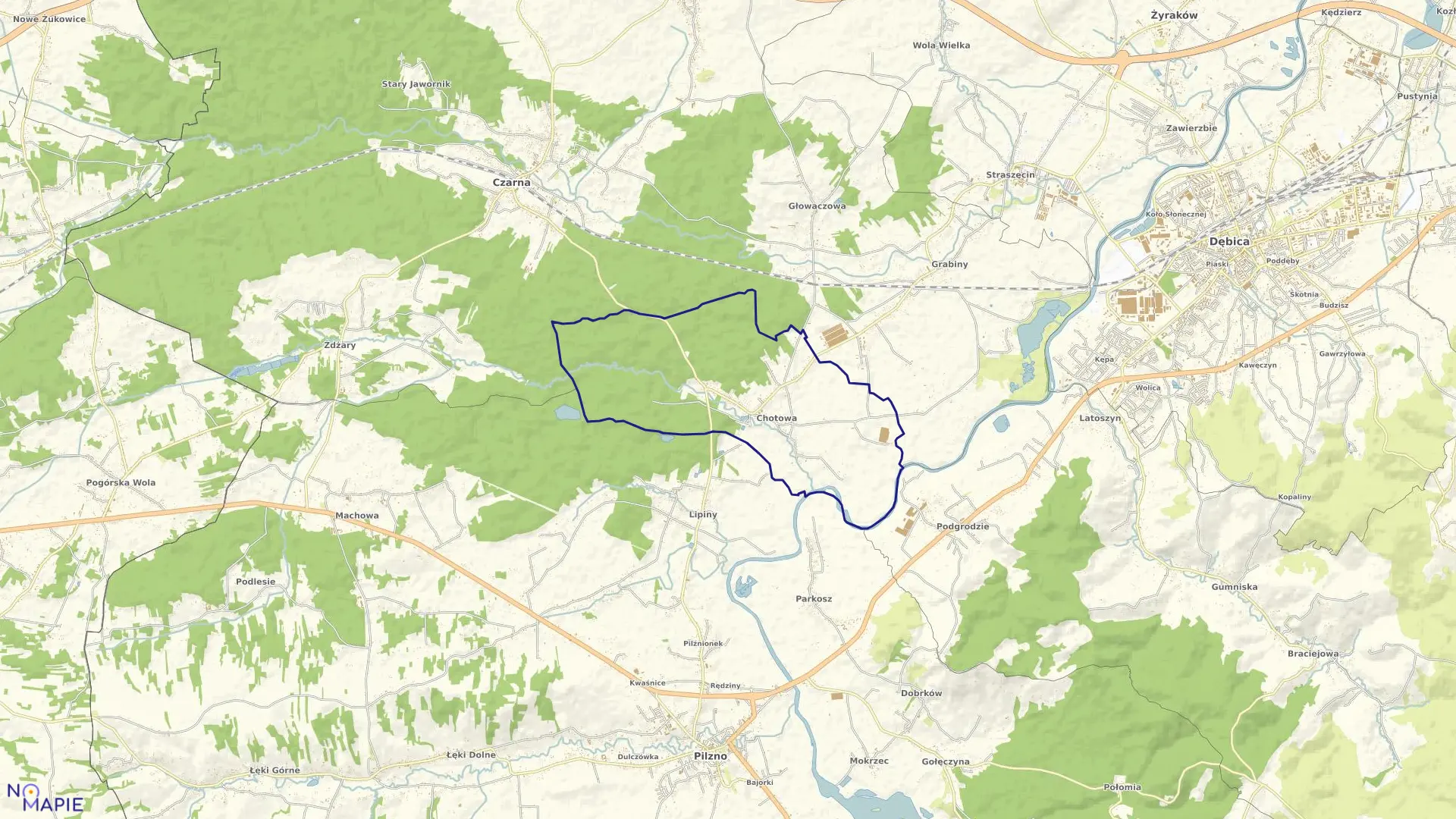 Mapa obrębu Chotowa w gminie Czarna