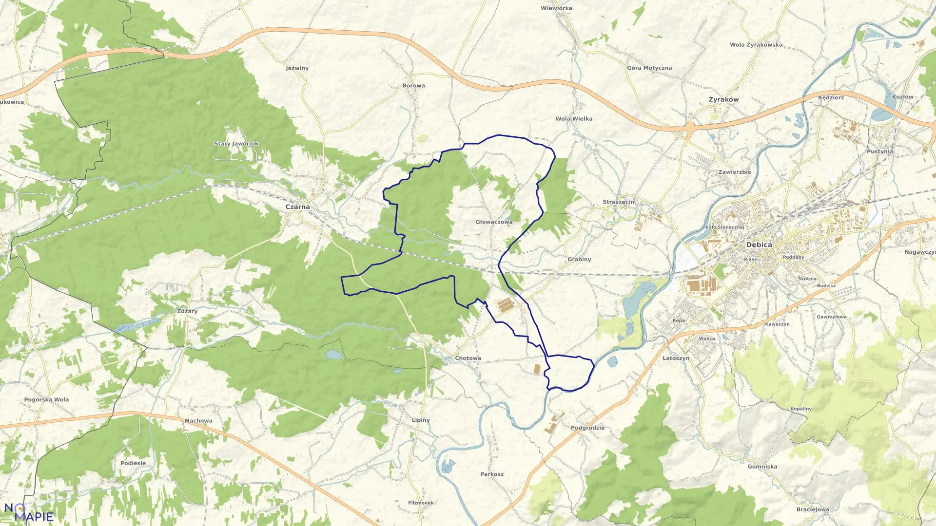 Mapa obrębu Głowaczowa w gminie Czarna