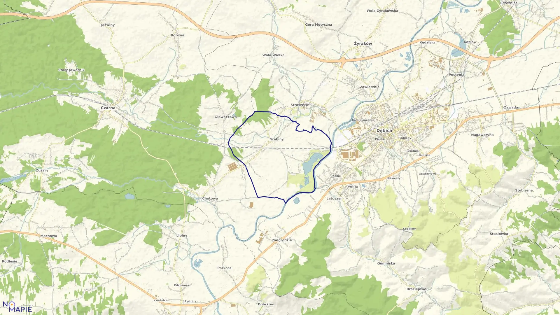 Mapa obrębu Grabiny w gminie Czarna