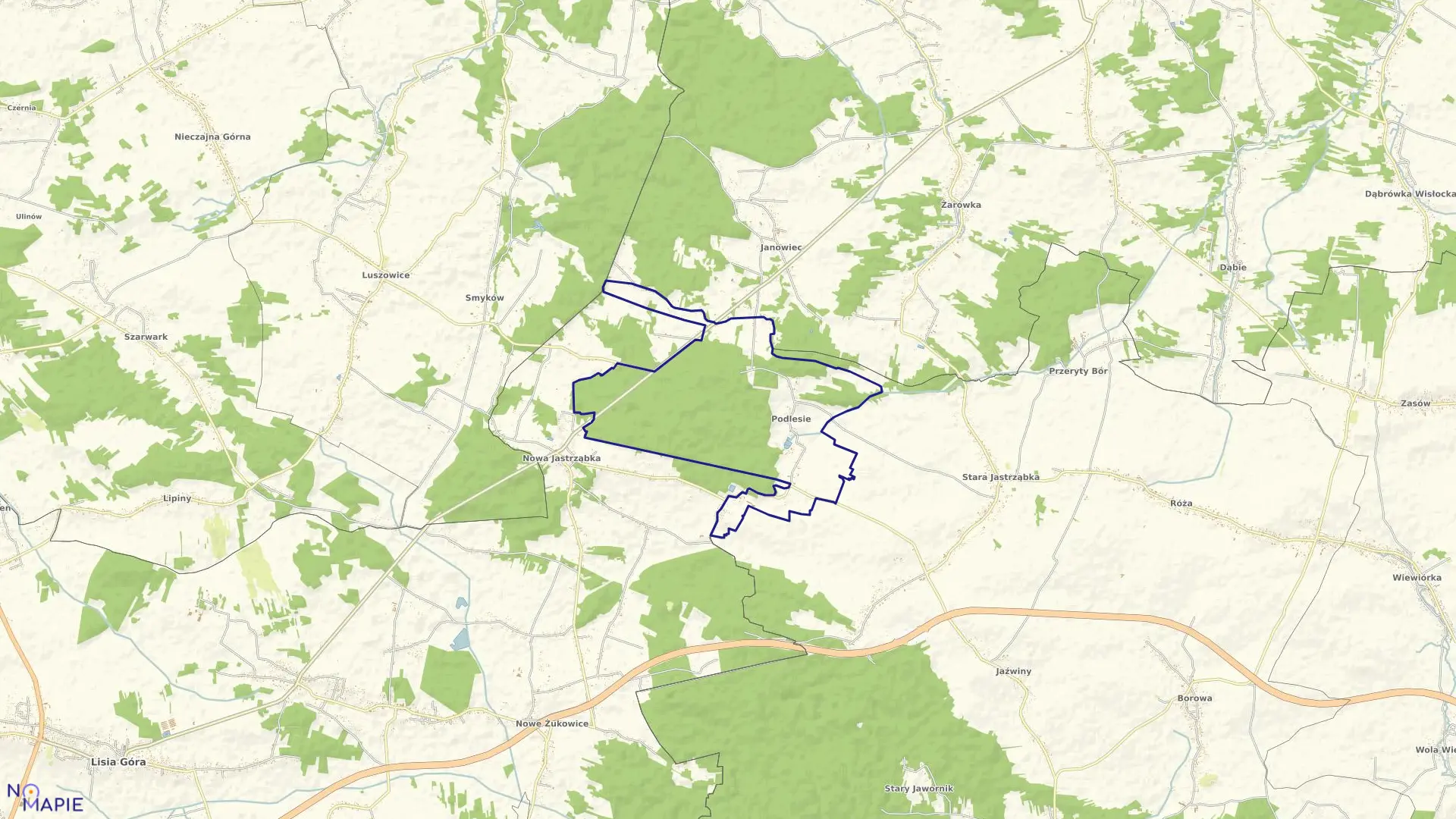 Mapa obrębu Podlesie w gminie Czarna